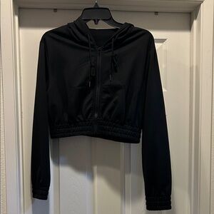 SHEIN Black Hooded Crop Jacket